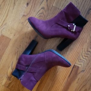 Mulberry suede booties